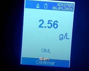manejaba con 2.56 de alcohol en sangre